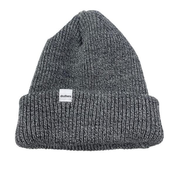 Druthers Men's 100% Merino Wool Dark Gray Knit Bonnet Beanie Hat Cap One Size - Picture 1 of 3